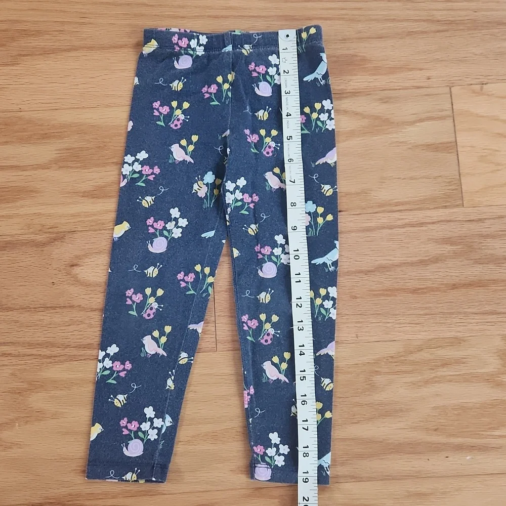 The Children's Place Leggings Faux Denim And Floral Print Set Of 2